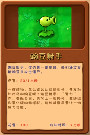 《植物大战僵尸融合版》豌豆射手植物图鉴一览