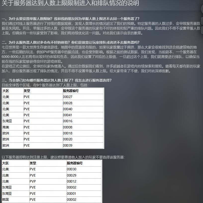 网易《七日世界》面临服务器问题，开发商限制玩家数量以确保游戏体验