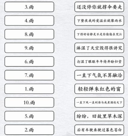 《汉字进化》下雨了图文通关攻略