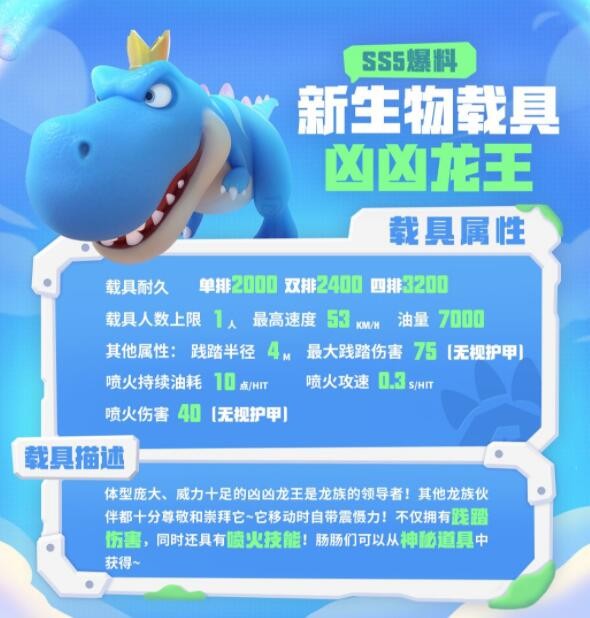 《香肠派对》SS5生物载具凶凶龙王属性分析