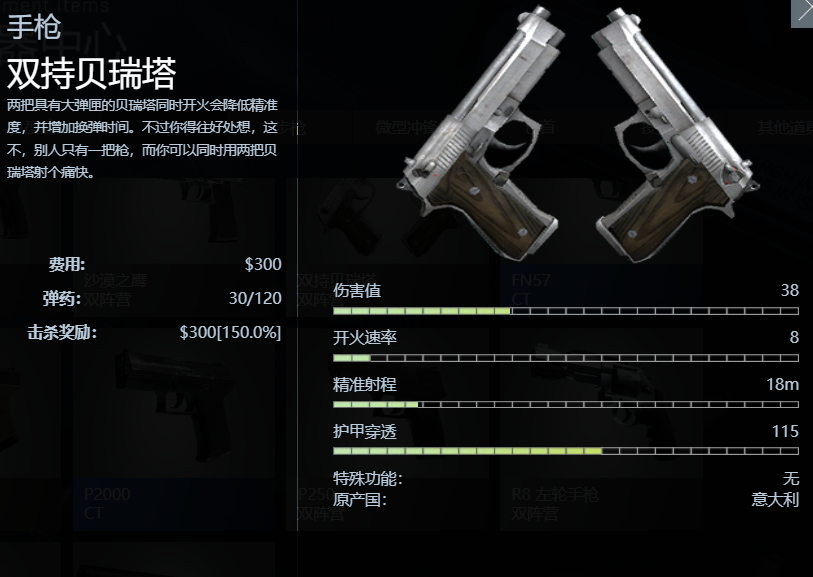 《CSGO》手枪双持贝瑞塔图鉴介绍