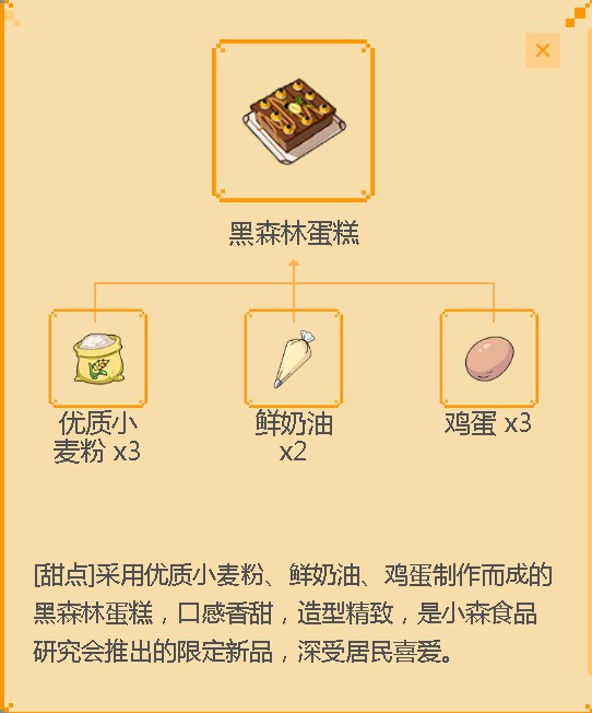 《小森生活》黑森林蛋糕食谱配方