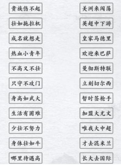 《汉字进化》足球顺口溜图文通关攻略