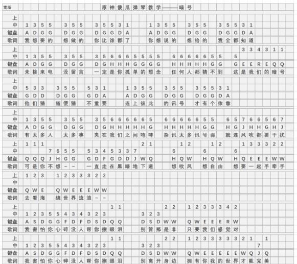 《原神》暗号琴谱