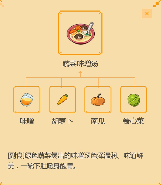 《小森生活》蔬菜味增汤食谱配方