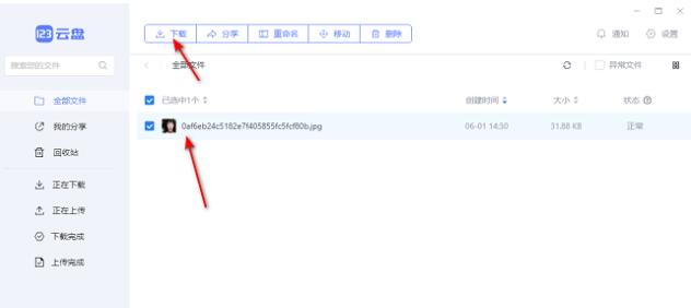 《123云盘》下载文件的操作方法