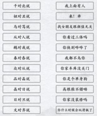 《汉字进化》文字趣味组合造句怎么过