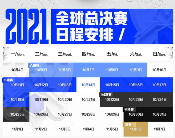 《英雄联盟》2021全球总决赛赛程时间安排一览